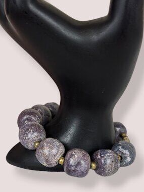 Bohemian 17mm Chunky Purple Stone Bracelet